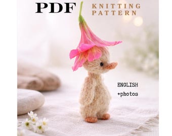 GOOSE Knitting Pattern PDF,  Flat Knitted gooseling, Tiny knit tutorial