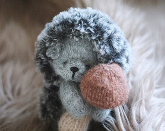 HEDGEHOG, knitting PATTERN pdf. knitted animal toy +mushroom pattern