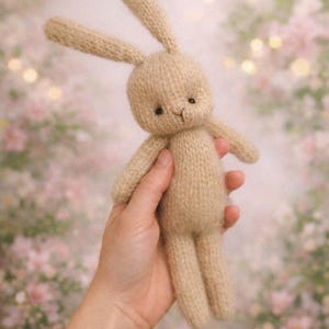 Easter Retro Bunny Knitting Pattern PDF, digital download, beginner pattern, soft animal knitted toy to download, 20cm