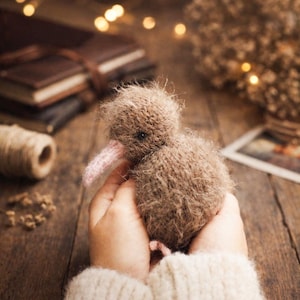 PDF, Kiwi Bird Knitting Pattern • 16cm Soft Toy • Flat Knit 2 Needles • Animal knitted