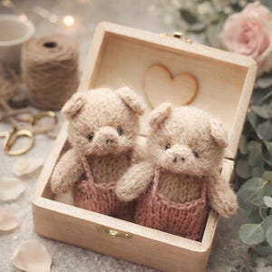 PDF, Tiny Little Piggy knitting PATTERN 4.33'' 10cm knitted animal, soft toy, newborn session