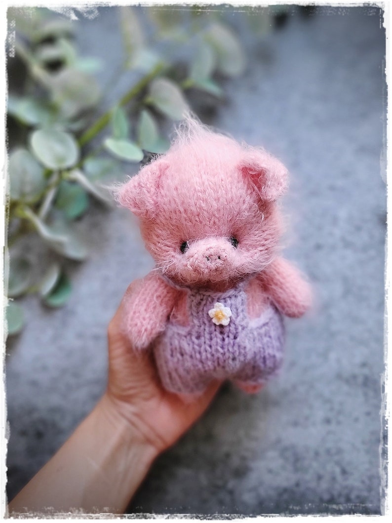 PIG knitting PATTERN pdf, Knitted animal TOYS 7 inch image 1