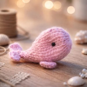 PDF, Piccola BALENA, MODELLO per maglia, peluche kawaii lavorato a maglia