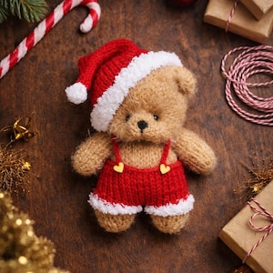 PDF, Christmas Santa Outfit • Knitting Pattern • clothes for 18cm Cinnamon Teddy Bear