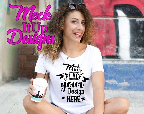 Free Female Shirt Femsle Mocku Shirt Mockup Model Mockup Bella (PSD ...