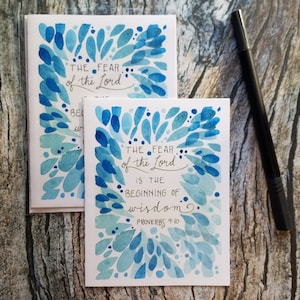 Fear of the Lord, Proverbs 9:10 religious blank folded scripture greeting card, encouragement