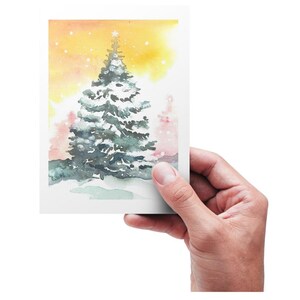 Carte de voeux aquarelle de Noël à feuilles persistantes