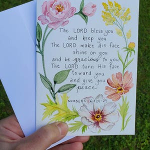 The Lord Bless You original handgemalte Aquarell Karte mit Umschlag 5 "x 7" Geburtstag, Sympathie, Segen