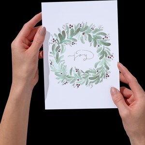 Tarjeta de felicitación "Joy Wreath", interior en blanco