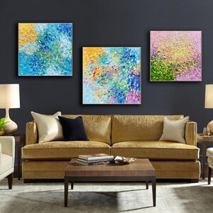 Abstract Colorful Palette Knife Oil Painting on Canvas, Extra Large Wall Art Custom Painting Original Minimalist Art Modern Room Decor