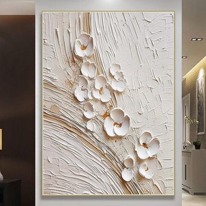 3D Oil Painting Flower On Canvas, Original oil painting Flower Large wall art, Palette Knife Painting,Textured Acrylic Painting,Handmade Art