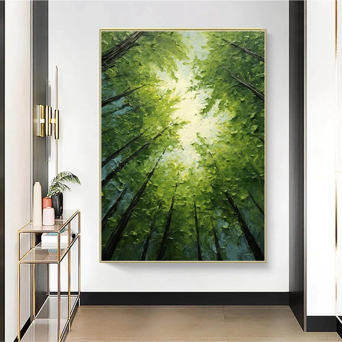 Original Green Forest Painting on Canvas 3D Abstract Textured Wall Art ...