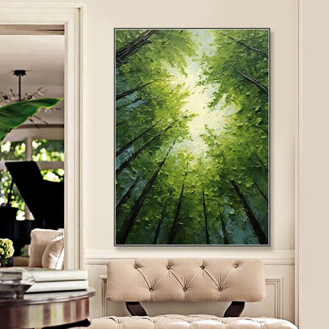 Original Green Forest Painting on Canvas 3D Abstract Textured Wall Art ...