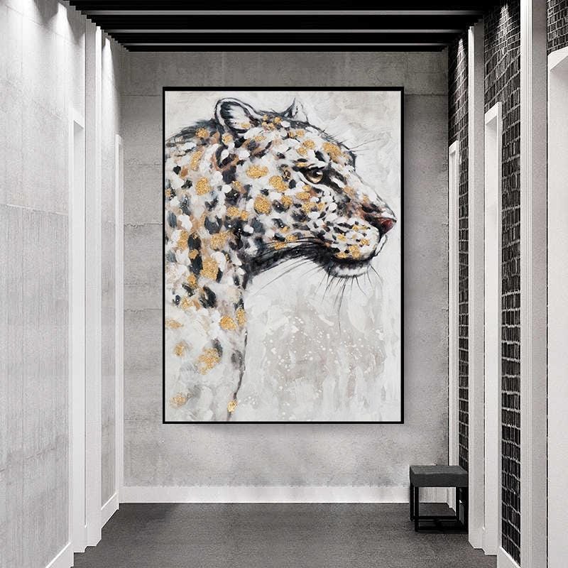 Large Original Leopard Portrait Oil Painting on Canvas,canvas Wall Art ...