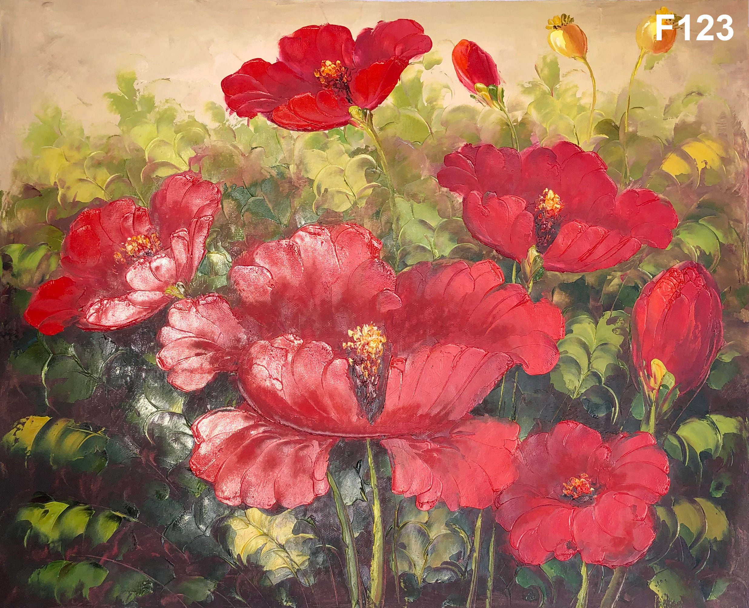 36x48-100% Hand Painted Oil Painting on Canvas #RP1C30-2 Red Poppy