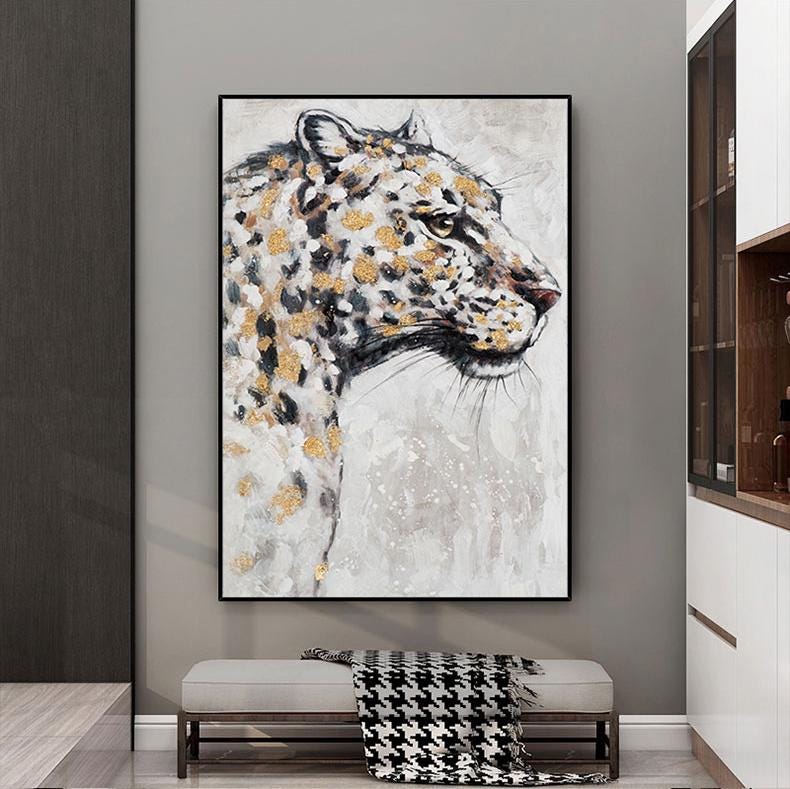 Large Original Leopard Portrait Oil Painting on Canvas,canvas Wall Art ...