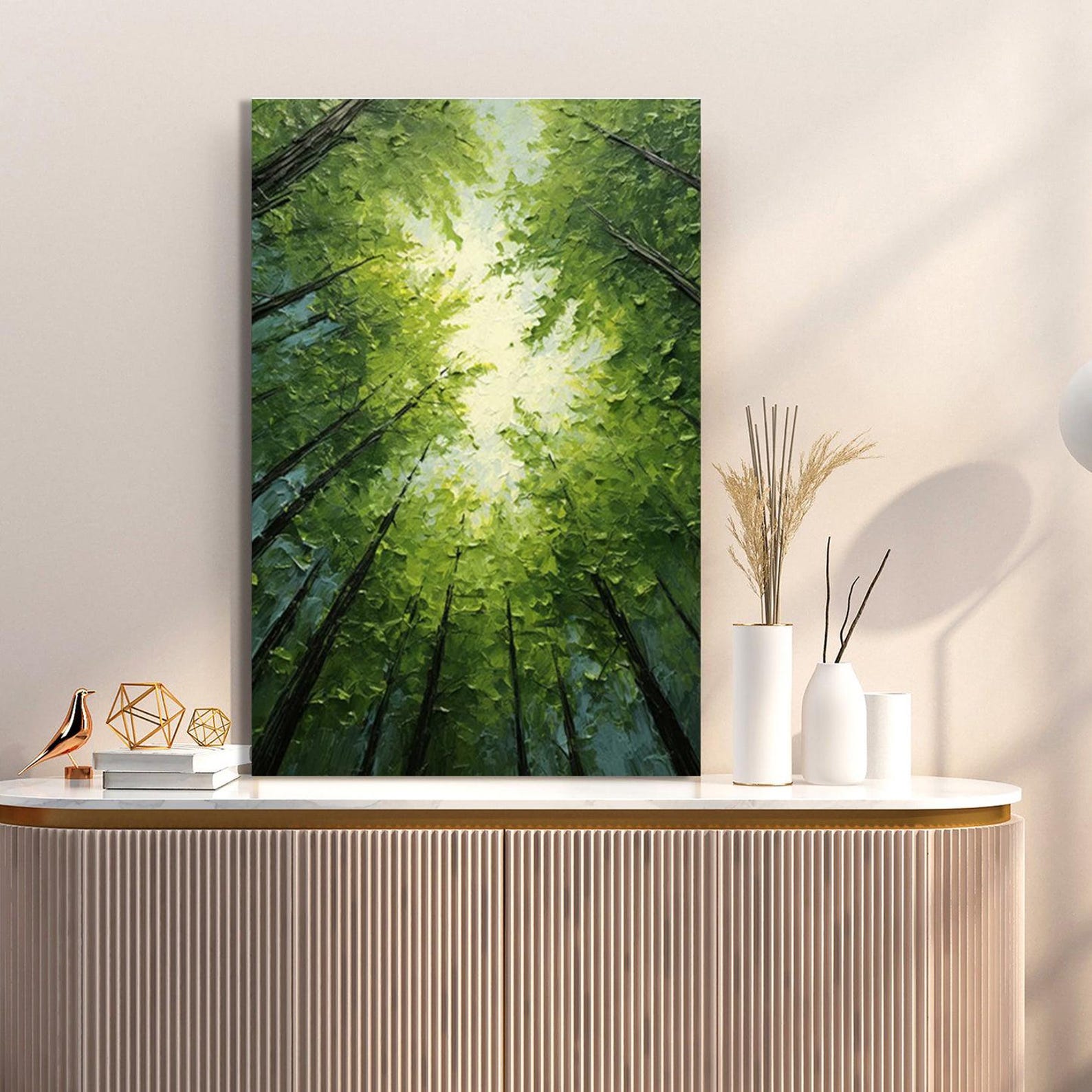 Original Green Forest Painting on Canvas 3D Abstract Textured Wall Art ...