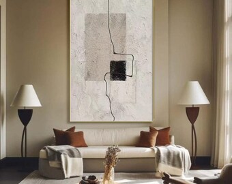 Arte de pared con textura, pintura minimalista pura, lienzo grande beige, arte de pared con arco beige, pintura con textura 3D, decoración de arte de pared neutral