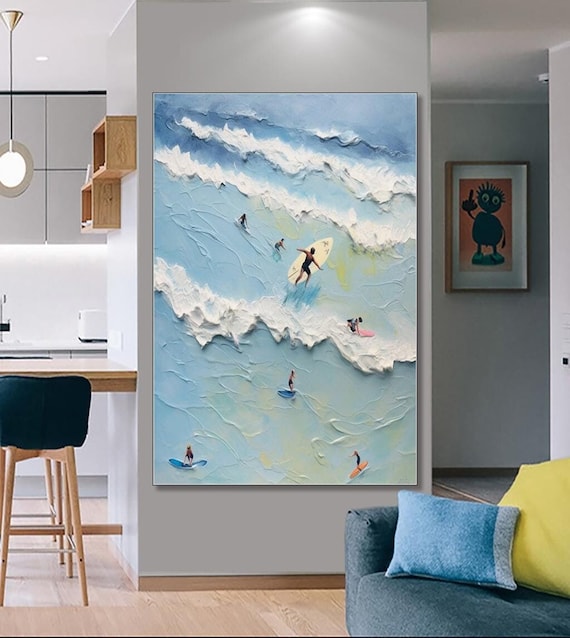 オリジナルサーフウォールアート キャンバスに描かれた海の風景画 