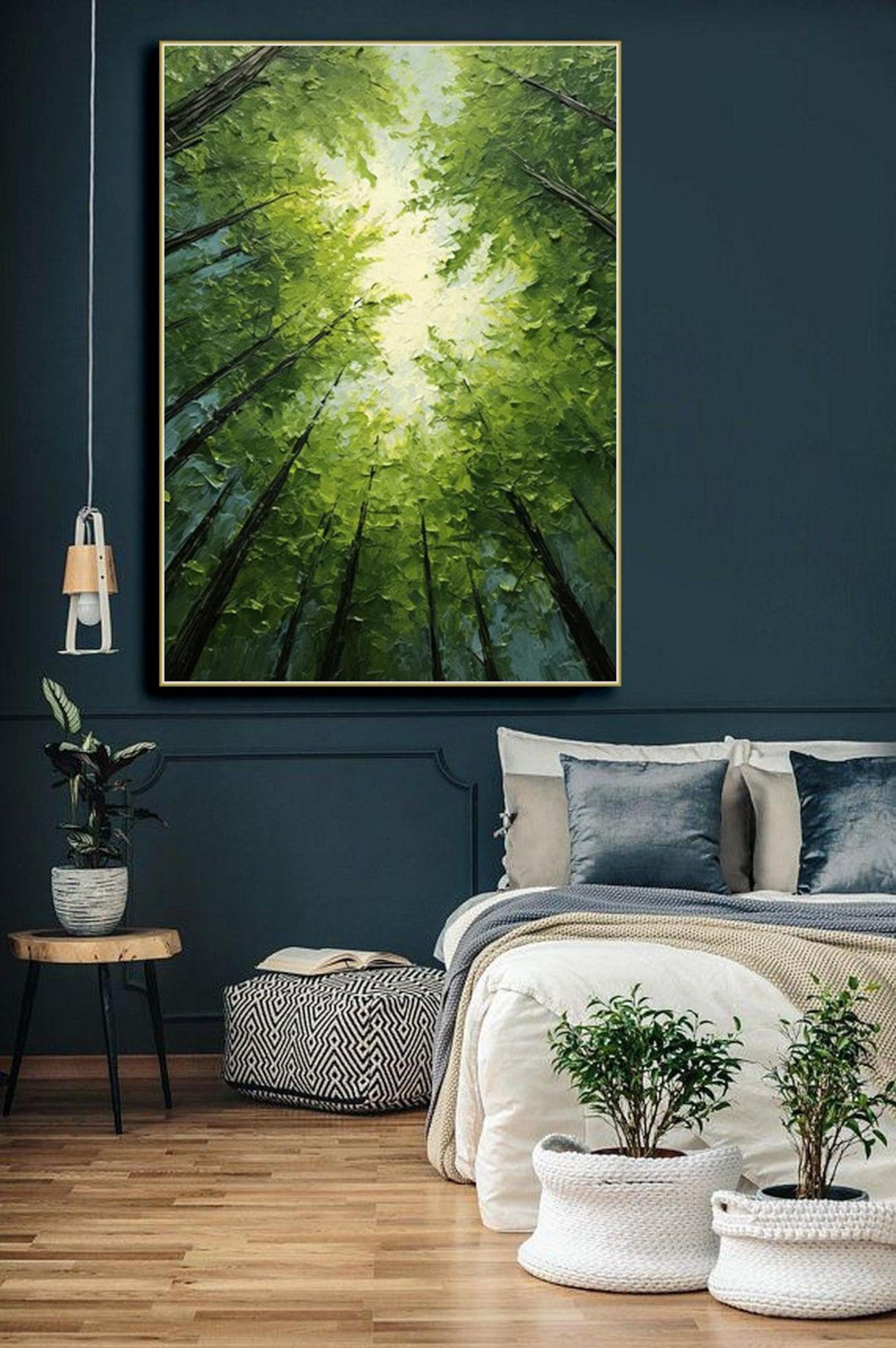 Original Green Forest Painting on Canvas 3D Abstract Textured Wall Art ...