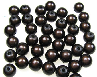 40 Miracle Beads braun, 8mm, 3D Effekt, reflektierend, Perlen, dunkelbraun