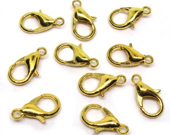 10 Karabinerhaken goldfarben 12x7mm, Verschlüsse, Perlen basteln, Schmuck machen
