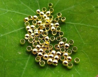 Quetschperlen, 2 mm , goldfarben, 100 Stück, Schmuck basteln