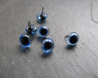 3 Paar Glasaugen, blau mit Pupille ca 6 mm, Bären nähen, Künstlerbären