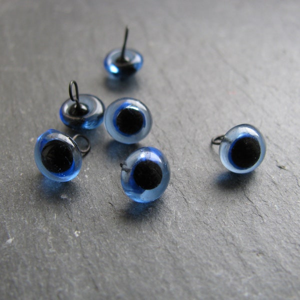 3 Paar Glasaugen, blau mit Pupille ca 6 mm, Bären nähen, Künstlerbären