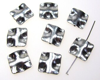 8 metal beaded cushions curled 1.5 cm, silver, intermediate beads, square pearl