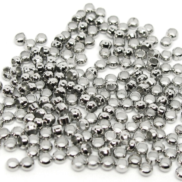 200 Quetschperlen ca. ca 2 mm silberfarben, Crimp, Metallperlen,Schmuck machen