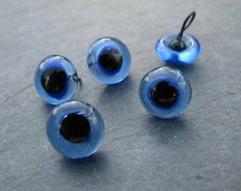 2 Paar Glasaugen 8 mm, blau, mit Öse, Bären nähen, Teddybären nähen, Amigurumi