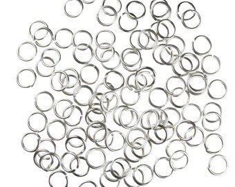 200 Binderinge silberfarben hell 7 mm, Ösen, Biegeringe, Schmuck selbst machen