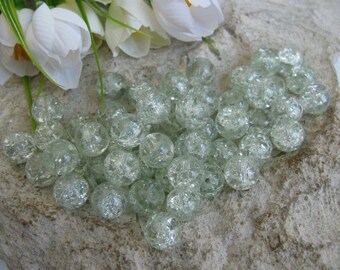 40 glass beads cracked colorless 10.5 mm, crackle, make beads, make jewelry