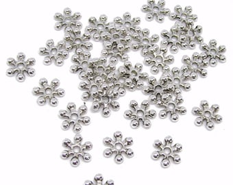 60 Daisy Spacer Silberfaben, 7mm, Zwischenperle, Kranz, Krone für Perlenengel