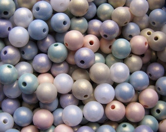 100 acrylic beads pastel, matt, shimmering, 8 mm, threading, making beads, mixed