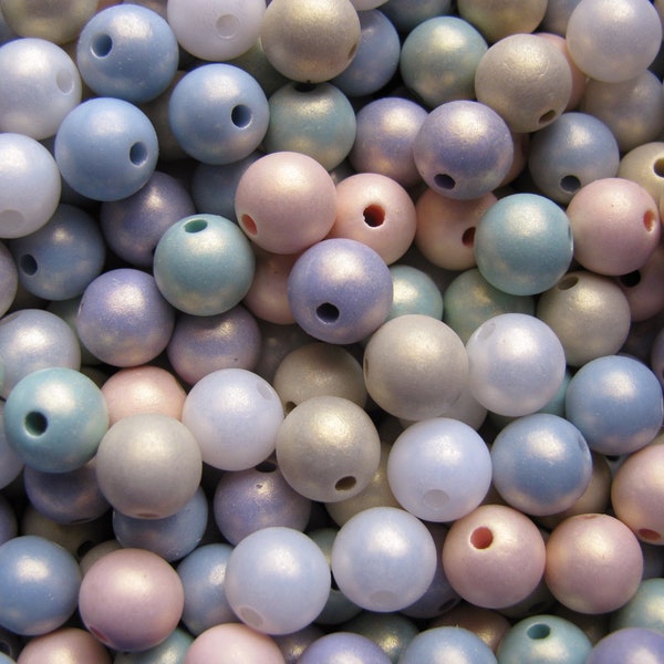 100 Acrylperlen pastell, matt, schimmernd, 8mm, fädeln, Perlen basteln, gemischt