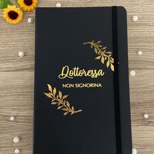 Taccuino nero 13x21 cm A5, agenda con frase personalizzata