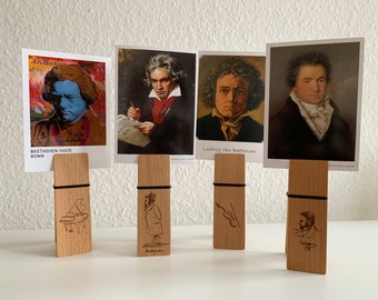 Holzklammer mit Beethoven oder individueller Gravur