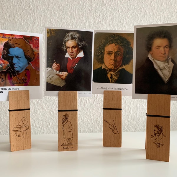 Agrafe en bois avec Beethoven ou gravure individuelle