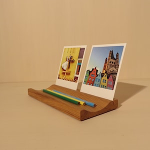 Stiftschale mit Kartenhalterung / Stiftablage / Stifthalter aus Eiche