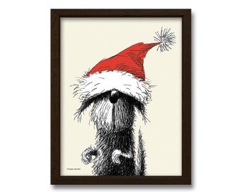 Christmas Wall Decor Funny Dog in Santa Hat Nursery Animal Printable Download Christmas Gifts Christmas Posters