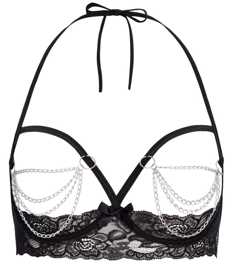Sexy Chain Shelf Bra With Lace and a Bow Etsy