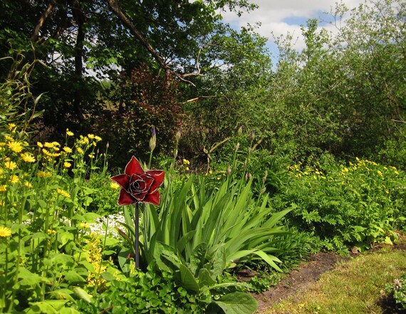 Blume Keramik Garten Rot Etsy