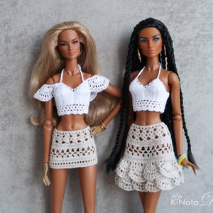 Pre-Order Crochet clothes set Top and Skirt for 1:6 fashion dolls, Outfit for 12&quot; doll