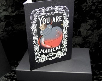 Love Potion Luxury Gothic Greetings Card | Gothic Valentines Alternative Card | Magic Potion & Alchemy Theme