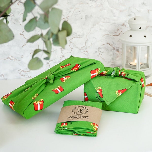 Reusable Gift Wrap - Organic Cotton Furoshiki Knot Wrap - Birthday Wrapping Paper - Cloth Fabric Gift Wrap - Eco Gift - Wrapping Cloth Wrap