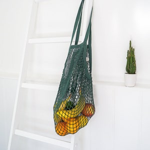 Organic Shopping Bag (Long Handle) - GOTS Certified Organic Cotton Grocery Bag Perfect For Fruit and Vegetables