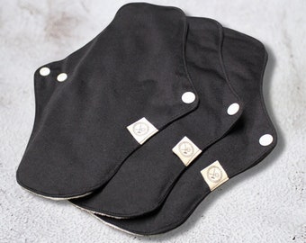Reusable Period Pads (Black) - Size Medium for Regular Flow