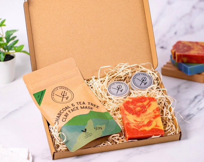 Natürliches Bade- und Körpergeschenk-Set - Veganes Beauty-Briefkastengeschenk - Umweltfreundliches Selbstpflegeset - Plastikfreies Home-Spa-Kit